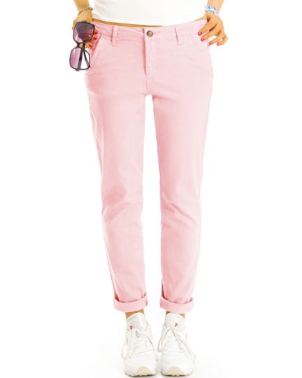Medium waist Chinohose bequeme bunte Stoffhosen stretchig - Damen - j37L-1