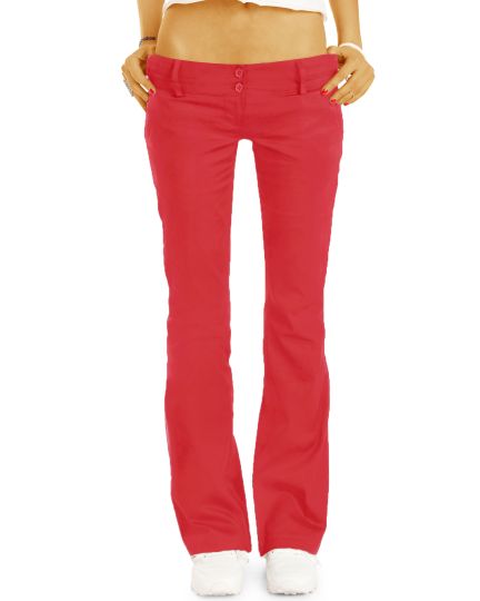 BE STYLED Chinos - Stoffhosen - Bootcut Hüfthosen mit Stretch, Damen - chino_italia - h17a - rot