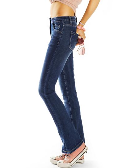 Damen Bootcut Jeans - bequeme Basic Schlaghose mit normaler Leibhöhe - j8L