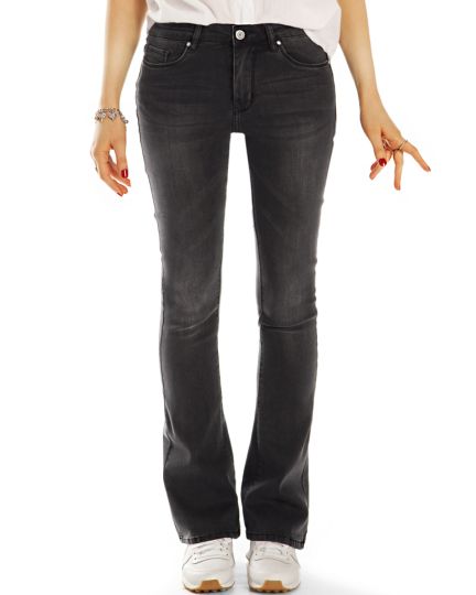 Medium Waist Bootcut Stretch Jeans Hosen in Schlagjeans - lockerer Schnitt  - Damen - j7i