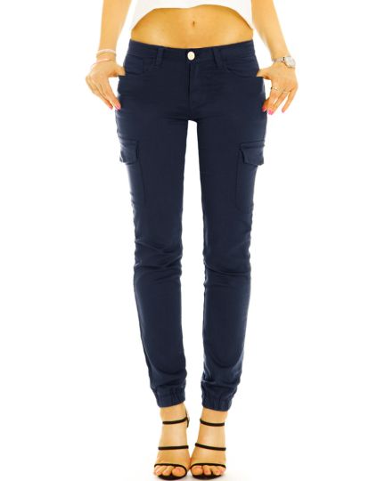 Low waist Cargohose bequeme Hose im stretchigen Slim Fit Look - Damen - j37p
