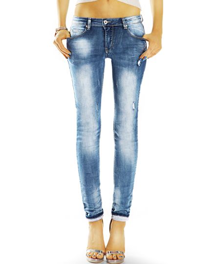 Low waist Hüftjeans, skinny medium waist Jeans, vintage destroyed Hosen  - Damen- j3i-1