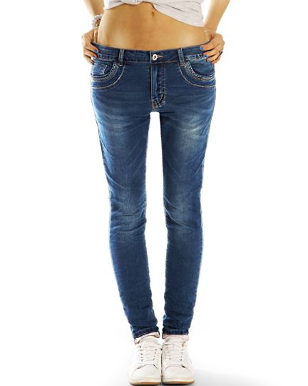 Baggy Boyfriend Low Waist Hüftjeans Hose Tapered - Classic Design Regular Fit - Damen- j5f