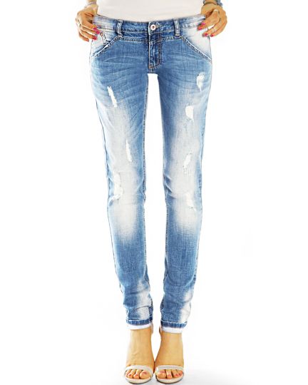 Hüftjeans Vintage Röhrenjeans Skinny Hosen zerissen Slimfit - Damen - j14k-4