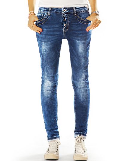 Slim Fit Hüftjeans Hose im lockeren bequemen stretch Relaxed Fit Look - Damen - j4g-1