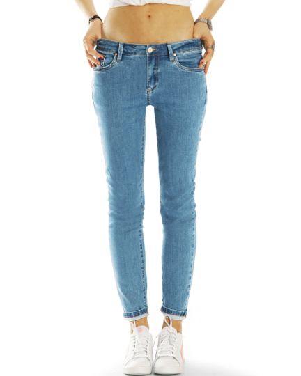 Medium Waist Röhrenjeans Skinny Fit Stretch Hose in denimlblau - Damen - j16p-3