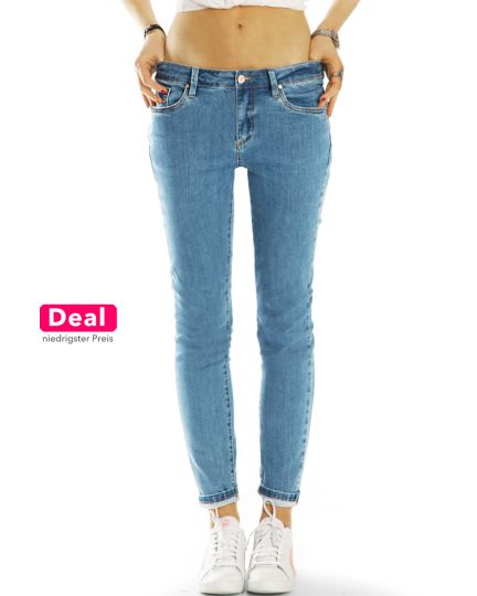 Medium Waist Röhrenjeans Skinny Fit Stretch Hose in denimlblau - Damen - j16p-3