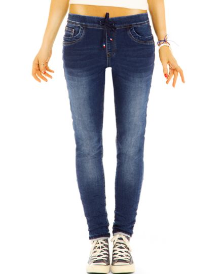 Hüftige röhrige Hose Slim fit Jeans mit bequemen elastischem Gummizug - Damen - j2p