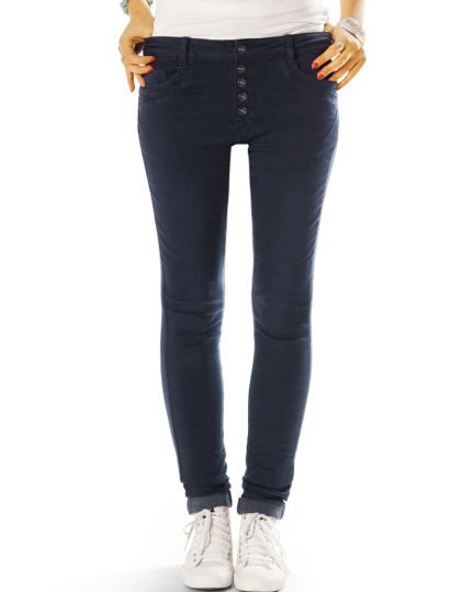 Röhrige low waist Stretch - Jeanshose skinny fit mit langer Knopfleiste - Damen -  j41g