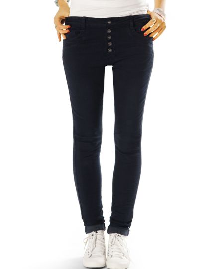 Röhrige low waist Stretch - Jeanshose skinny fit mit langer Knopfleiste - Damen -  j41g