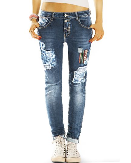 Medium Waist Tapered Jeans, lockere Designer Hose Stretchjeans - Damen - j14L-3