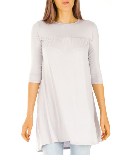 Longtop in A-Linie Schnitt mit Raffung und 1/2 Ärmel , Minikleid, langes Oberteil - Damen - t65p