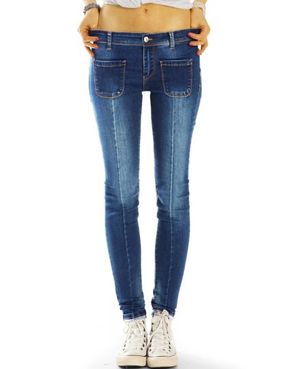 Hüftjeans Röhrenjeans skinny denim Hosen stretch slimfit mit aufgesetzten Fronttaschen - Damen - j45g