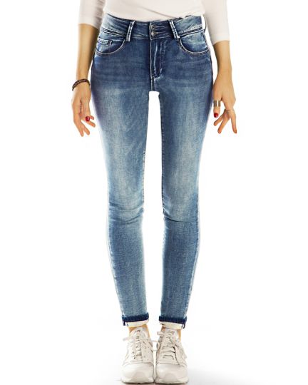 High Waist Röhrenjeans Skinny Slimfit enge lange Stretch Hose - Damen -  j21g-2