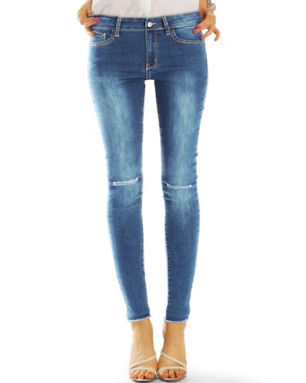 Röhrenjeans stretch slim fit Hosen - low / medium waist Super Skinny Jeans - Damen - j07L