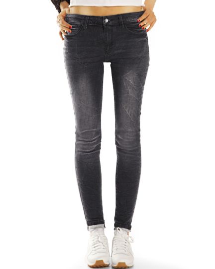 Röhrenjeans Skinny Fit Grey Jeans - graue Jeans aus Stretch Denim - Damen - j16g