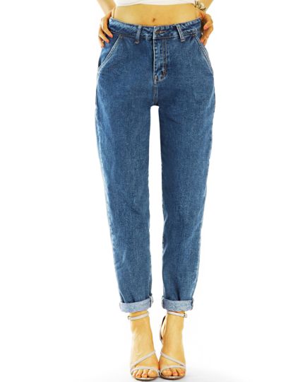 Mom Jeans Boyfriend High Waist Hose - Locker Bequem 5 Pocket Jeans -  Damen - j25r-4
