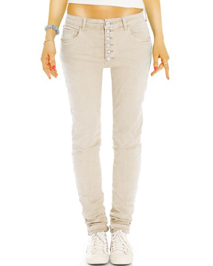 Damen stilvolle Two Tone gewelltes Muster Boho Denim Hose main image 1