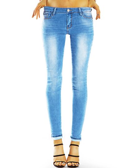 Low Waist Röhrenjeans skinny denim Hosen stretch slimfit niedrig geschnitten - Damen - j2i