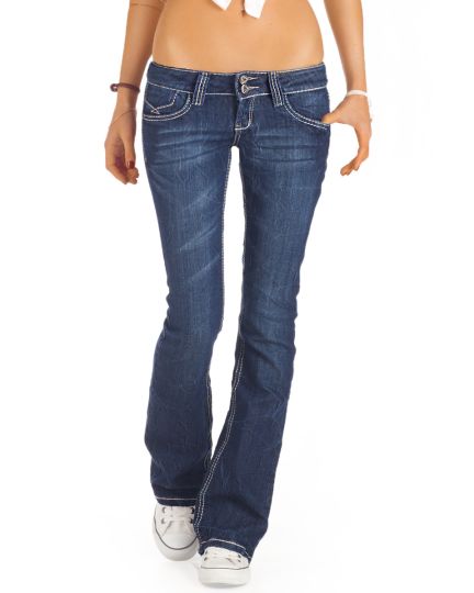 be styled Boot Cut Hüftjeans - Stretch Schlaghose mit dicken Nähten - Damen - j73e