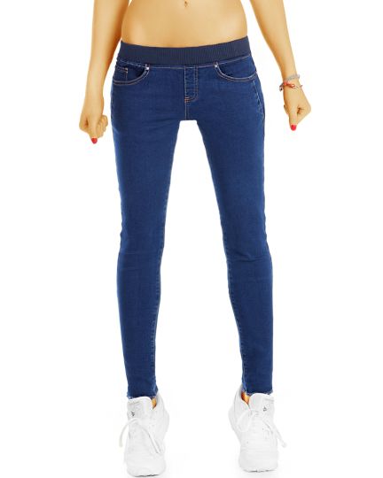 Low Waist Skinnyjeans - Stretch Jeans Hosen mit Gummmbund - Damen - j31g