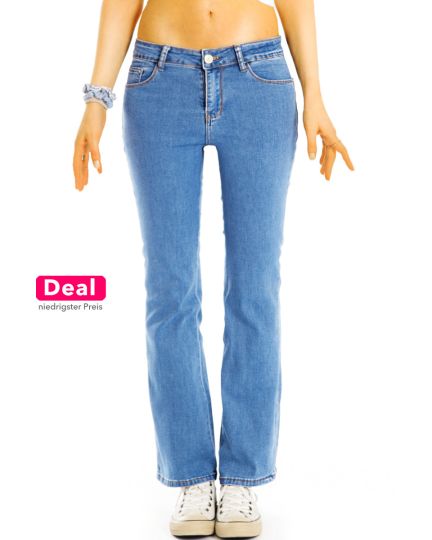 Cropped Bootcut Ankle Jeans stretchige Schlag Hosen - ausgestelltes Bein medium waist Jeans - Damen -  j7k