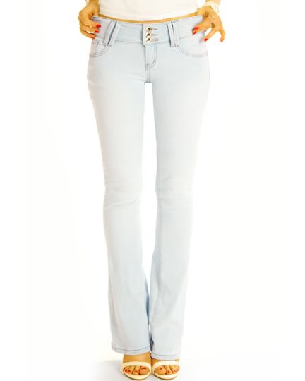Hüftjeans Bootcut Jeans bequeme low waist Schlaghose Stretch Hosen - Damen - j38L-1