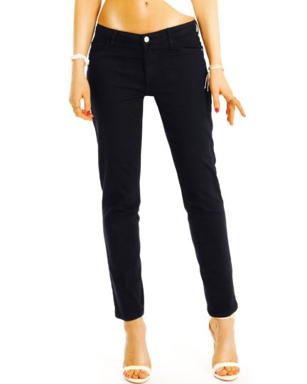 Hüftige Röhrenhose schwarze Skinny Jeans enge Hüftjeans low waist Damenhose - Damen - j52L-1