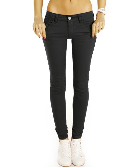 Low Waist Jeans Hosen hüftige Röhrenjeans Skinny Strech fit Hüftjeans in schwarz - Damen - j14f-2