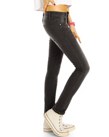 Low Waist Röhrenjeans Stretch Hüftjeans Skinny Hosen - Damen - j27L-2