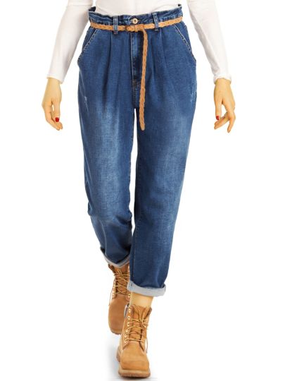 Mom Jeans Boyfriend High Waist Hose - Oversized Locker Bequem -  Damen - j19p-1