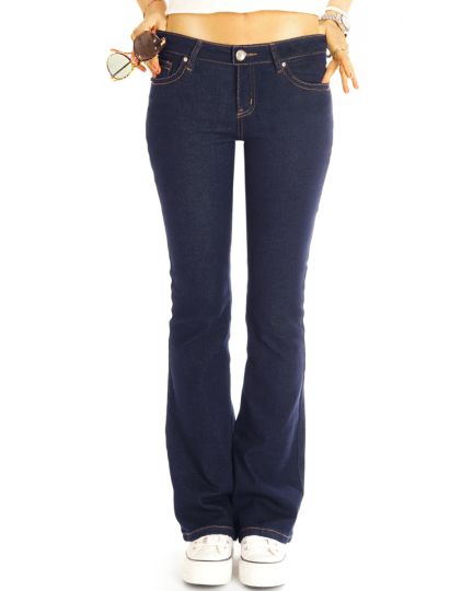 Hüftjeans Bootcut Jeans Slim fit low waist Schlaghose Stretch Hosen - Damen - j48L-1