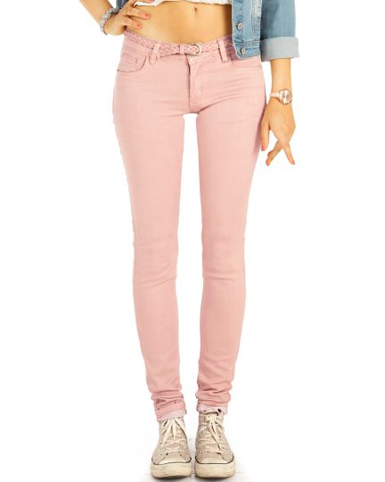 Low Waist Jeans Hüftjeans Röhrenjeans rosa Skinny Hosen - Damen -  j16e