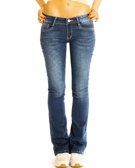 Hüftjeans Bootcut Jeanshose - Low Waist Jeans, Stretch fit Passform - Damen - j4p-1-dunkelblau
