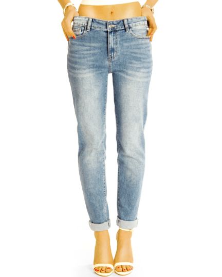 Medium waist stretchige Mom Jeans - lässige Boyfriend Stretchjeans - Damen - j45k