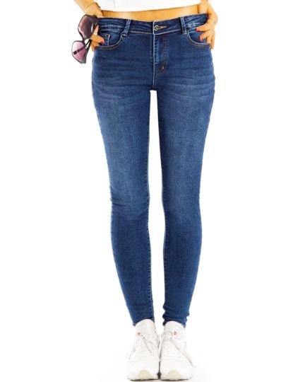 Medium Waist Röhrenjeans skinny denim Hosen stretch slimfit hoch geschnitten - Damen - j36g-1