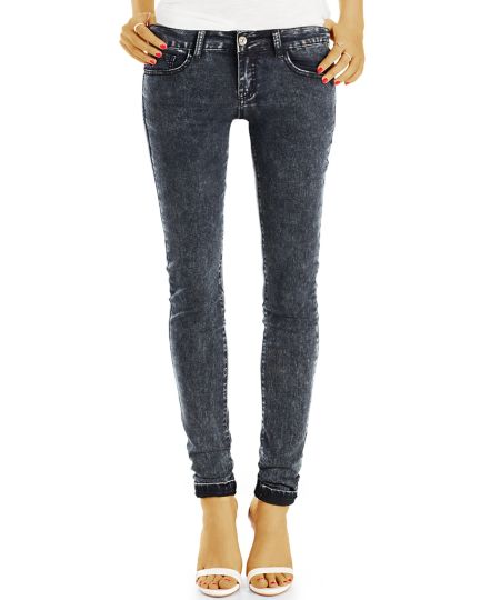 Graue Röhrenjeans - Skinny Hosen in Slim Fit Jeans - Damen - j83f