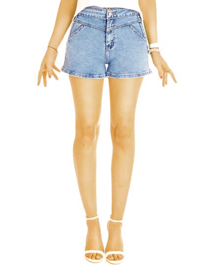 High Waist Jeans Shorts weite Hotpants bequeme kurze Jeanshose - Damen - j48k
