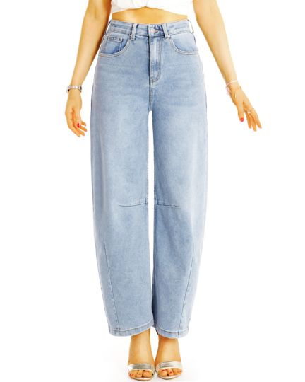 Mom Jeans Hose bequeme Boyfriend High Waist Jeans - Slouchy locker stretchig -  Damen - j25L-1