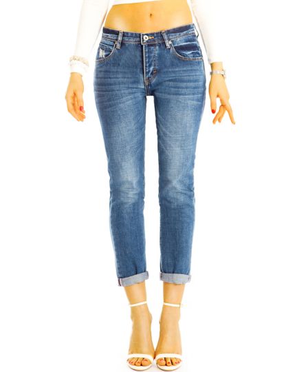 Medium waist Jeans Hose - 7/8 destroyed Slim Fit Ankle Jeanshose -  Damen - j7L