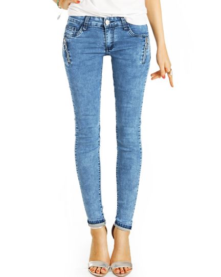 Low Waist Jeanshose Hüftjeans Enge Röhrige Stretch Skinny Jeans - Damen - j10i-2