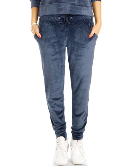 Lounge Hosen, Jogginghose Homewear Velour Sporthose - Damen - t112z