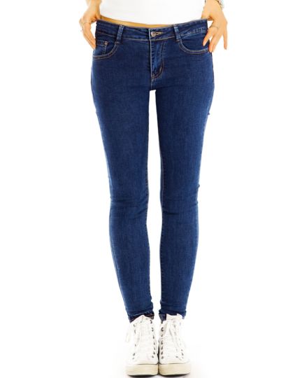 Medium Waist Röhrenjeans skinny denim Hosen stretch slimfit hoch geschnitten - Damen - j15g