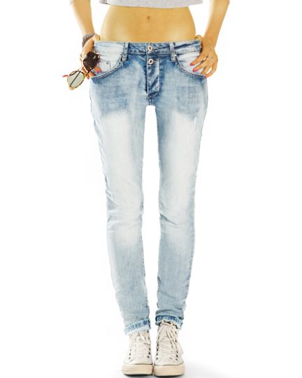 Hüftige destroyed Jeans Hose im lockeren bequemen stretch Relaxed Fit - Damen - 13i