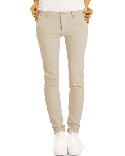 Hüftjeans im Chino Hosen Look - stretchiger bequemer röhriger Skinny Schnitt - Damen - j1p