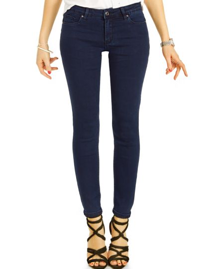 Hüftjeans Skinny Hose - Stretch dunkelblaue slim Röhrenjeans - Damen- j32p