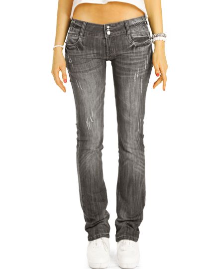 be styled Low Waist Hüftjeans straight fit Hose gerades Bein - Damen - j137p-straight