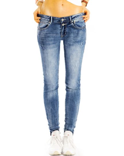 Hüftige Röhrenjeans destroyed Hüftjeans im Slim Fit Stretchhose Skinnyjeans - Damen - j25k-2
