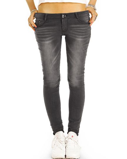 be styled  skinny low waist Hüftjeans enge Stretch Röhrenjeans, dunkelgraue Hosen - Damen -  j40f