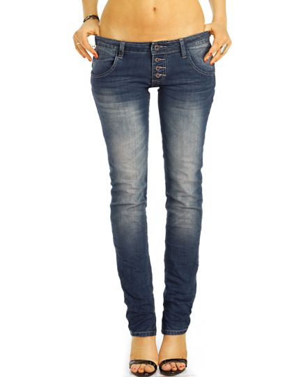 Low Waist Hüftjeans Hose im lockeren bequemen stretch straight cut Fit - Damen - j12L-3